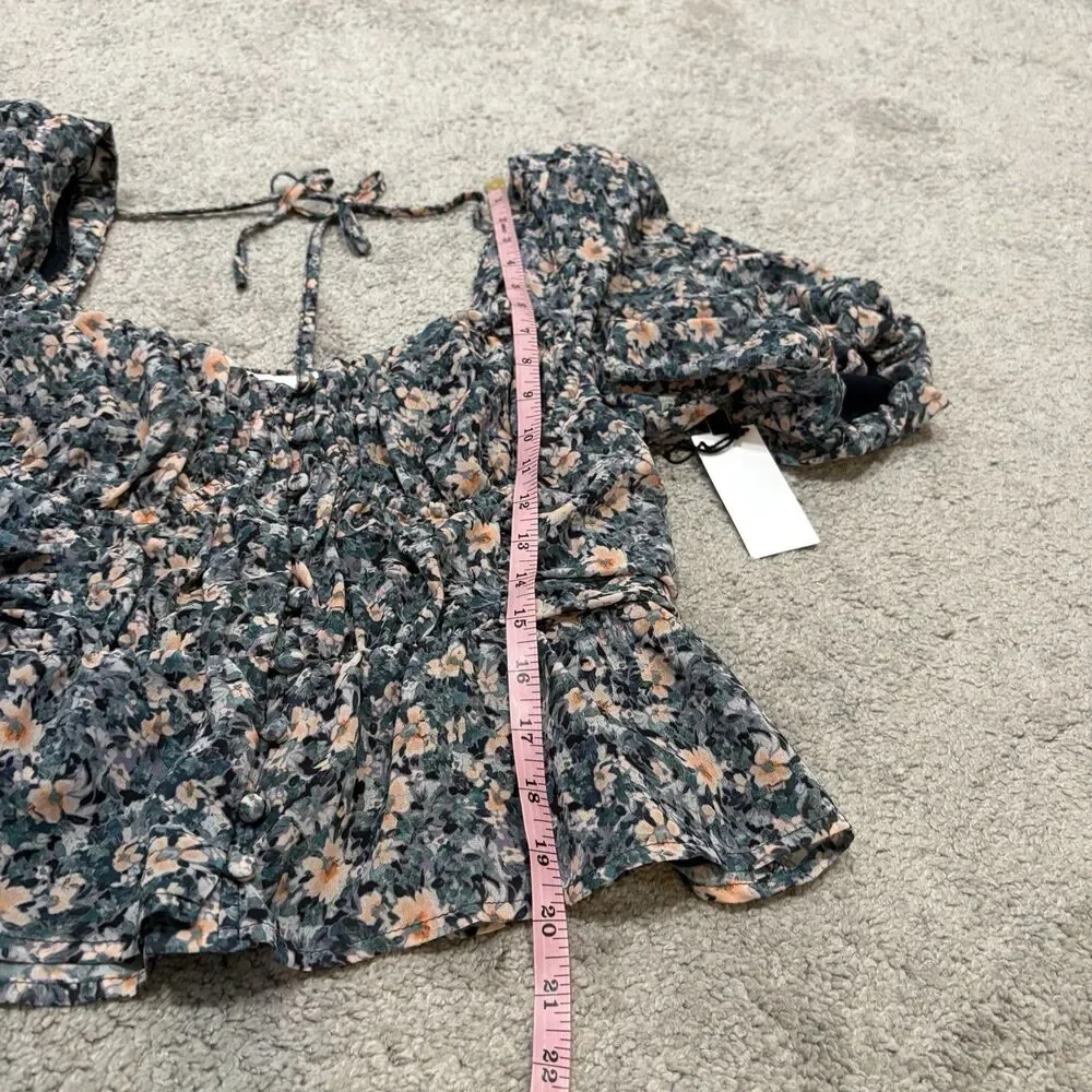 ASTR The Label Clairemont Floral Button Front Peasant Top Size L